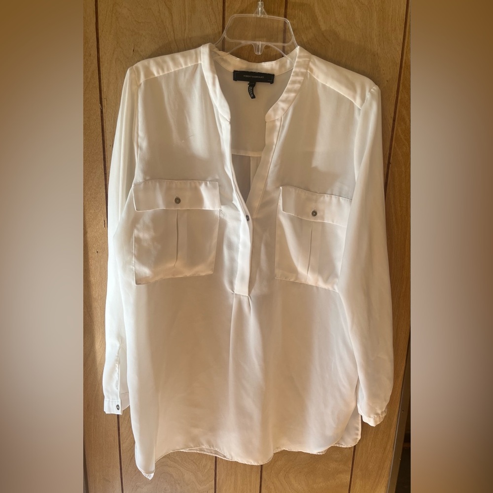 Robert Rodriguez White Long-Sleeve Pocket Button-Down Shirt